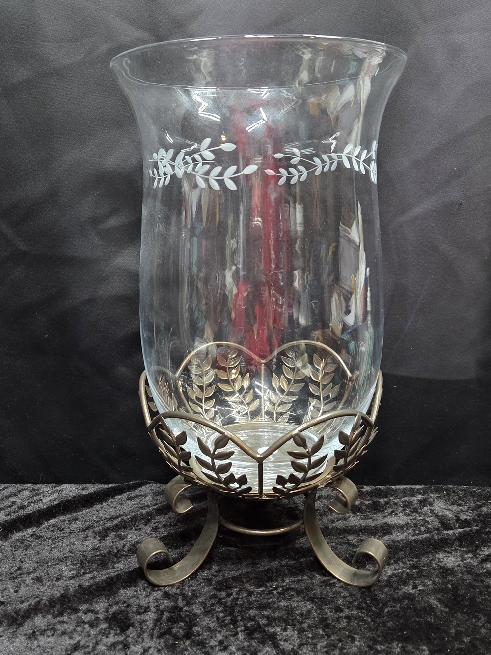 Princess House Gloria Decor Crystal Hurricane #4623,4624 Candle Holder